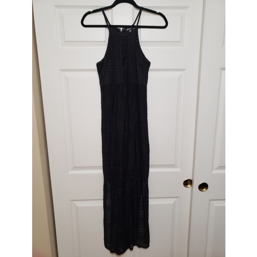 Black lace crochet maxi dress size small